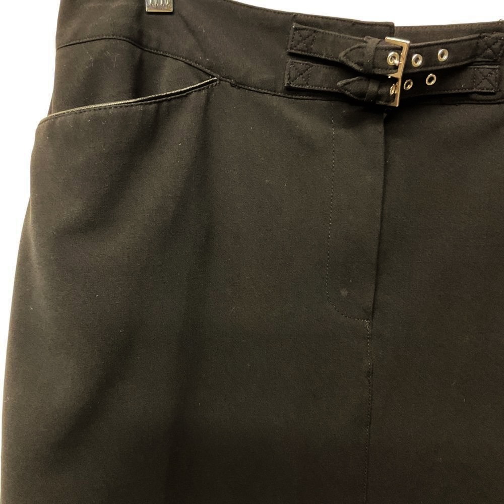 Larry Levine‎ Stretch Pencil Skirt Black Buckle Size 12 Classic Work Minimalist - Picture 5 of 16